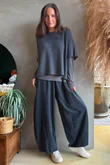 Arbi Needlecord Lantern Barrel Pant Charcoal